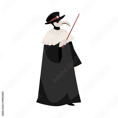 Plague doctor vector illustration for Venice Carnival