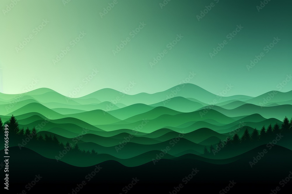 Obraz premium Abstract green nature-themed illustrations in artistic styles.