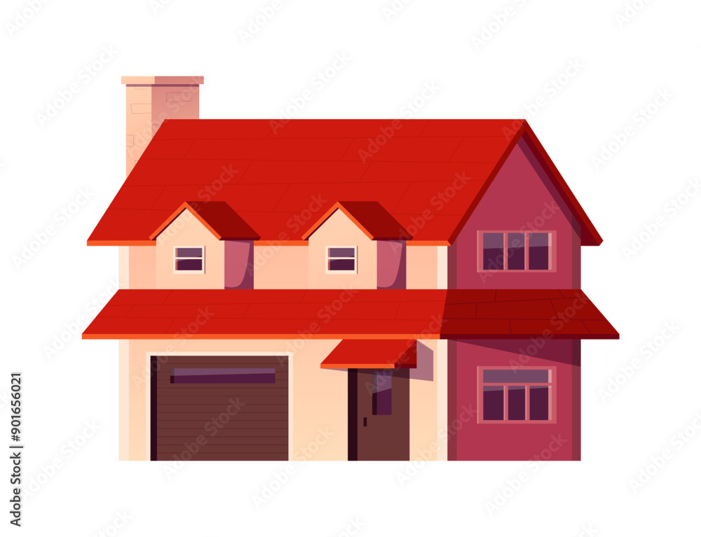 Suburban house with red roof vector illustration Suburban house with red roof vector illustration