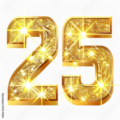 Golden Number 25 with Sparkles photo