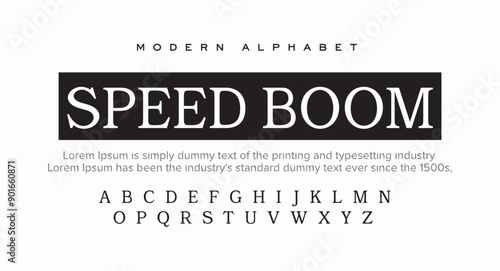 Speed Boom Modern minimal abstract alphabet fonts. Typography technology, electronic, movie, digital, music, future, logo creative font. vector illustration.	