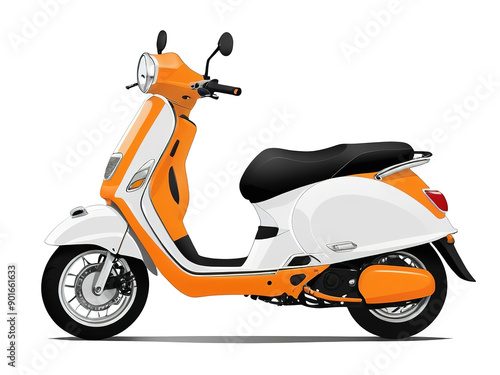 Orange scooter silhouette, illustration on a transparent background.