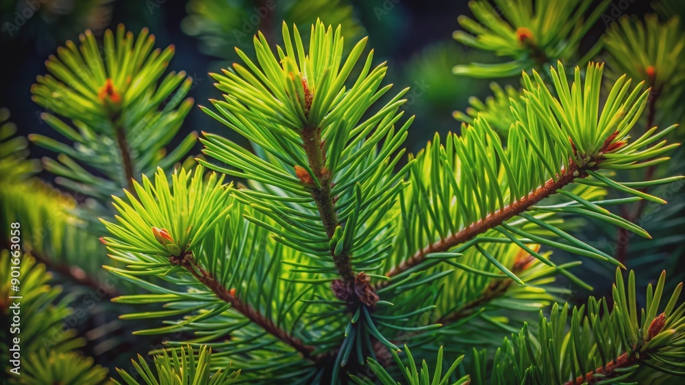 Vibrant bright green pine needles pop against a dramatic dark background, showcasing their delicate texture and intricate details in a stunning natural contrast. Vibrant bright green pine needles pop against a dramatic dark background, showcasing their delicate texture and intricate details in a stunning natural contrast.