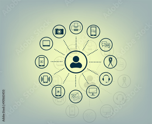 Vector icon with shadow on gray background with gradient.