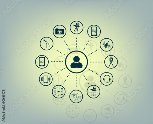 Vector icon with shadow on gray background with gradient.