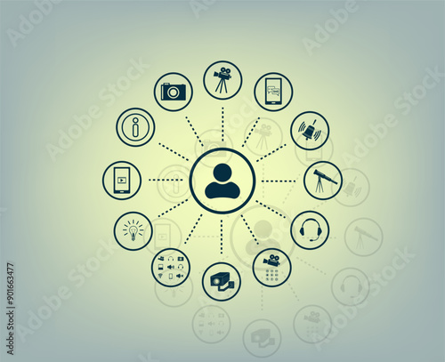 Vector icon with shadow on gray background with gradient.