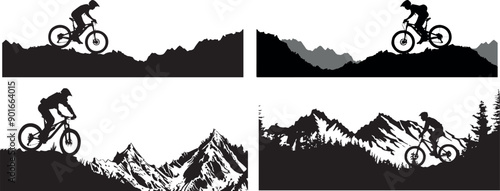 Mountain bike  icons set