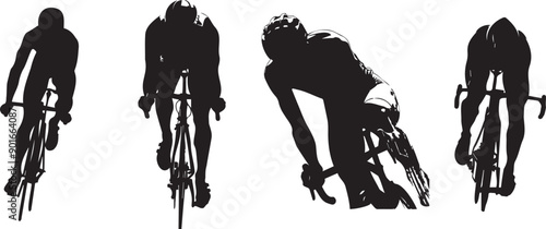 bicyclists icons set