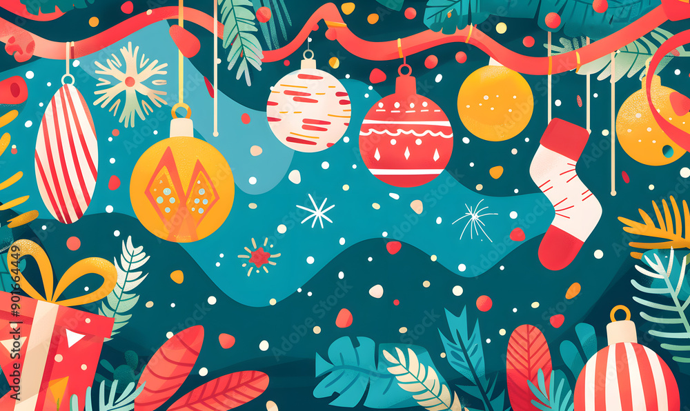 Naklejka premium New Year and Christmas graphic advertising background