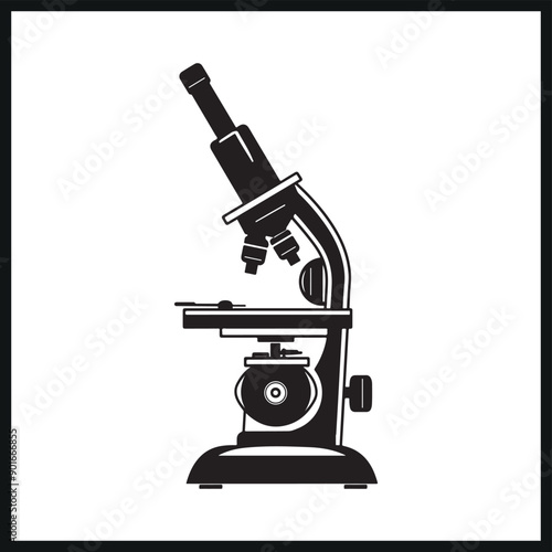 Vector Microscope silhouette, Medical instruments