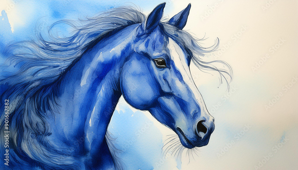 white horse on blue background white horse on blue background