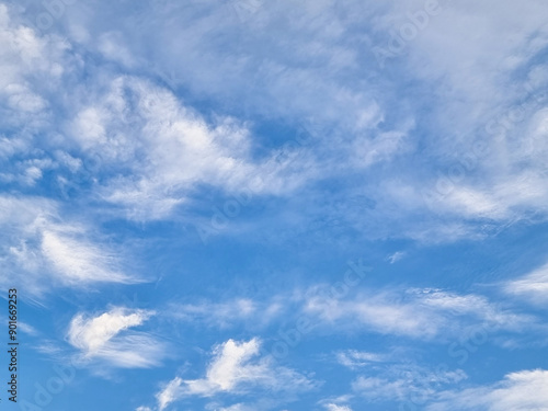 abstract blue sky high shape outdoor group of white clouds background in summer gradient light beauty background. beautiful bright cloud and calm fresh wind air