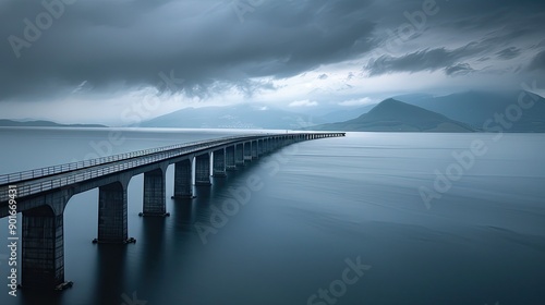 Wallpaper Mural Scenic sea landscape featuring a long bridge reaching out to the horizon, symbolizing connection and distance. Torontodigital.ca