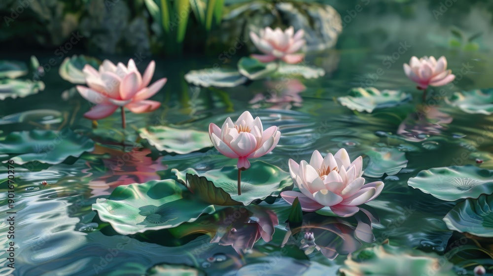 Lotus flowers on the garden pond Lotus flowers on the garden pond