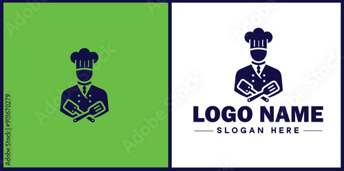 Cooking school icon Culinary academy Cooking institute Culinary school flat logo sign symbol editable vector