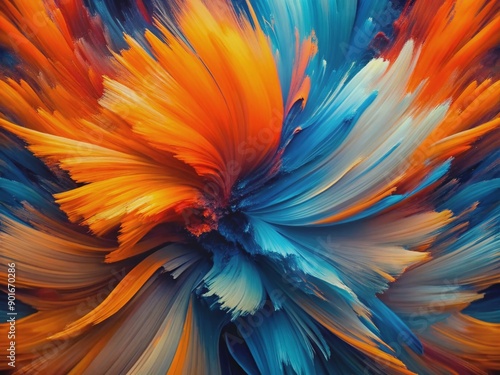 Wallpaper Mural Vibrant abstract background featuring dynamic orange and blue paint brush strokes blending harmoniously to create a mesmerizing visual effect with energetic texture. Torontodigital.ca
