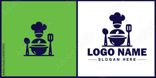 Cooking school icon Culinary academy Cooking institute Culinary school flat logo sign symbol editable vector