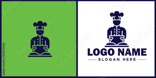 Cooking school icon Culinary academy Cooking institute Culinary school flat logo sign symbol editable vector