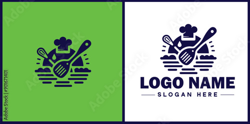 Cooking school icon Culinary academy Cooking institute Culinary school flat logo sign symbol editable vector