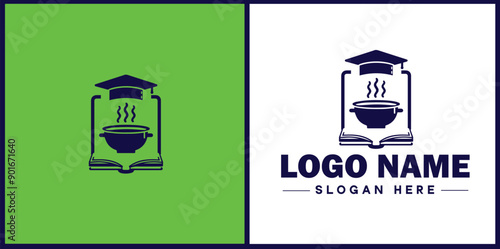 Cooking school icon Culinary academy Cooking institute Culinary school flat logo sign symbol editable vector