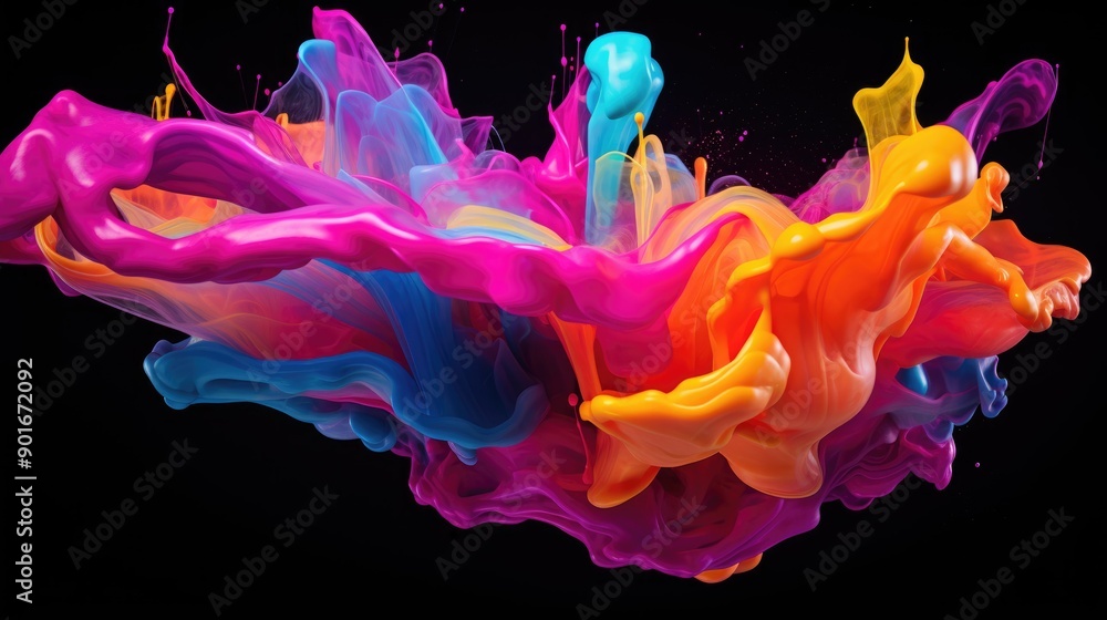 Fluorescent paint splashes with motion blur Fluorescent paint splashes with motion blur