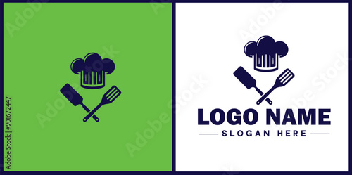 Cooking school icon Culinary academy Cooking institute Culinary school flat logo sign symbol editable vector