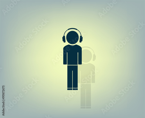 Vector icon with shadow on gray background with gradient.