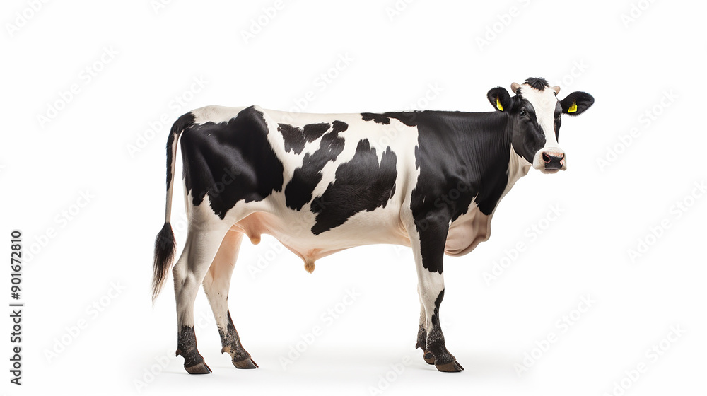 Holstein Cow on White Background Isolated Holstein Cow on White Background Isolated