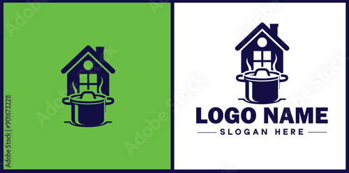 Cooking school icon Culinary academy Cooking institute Culinary school flat logo sign symbol editable vector