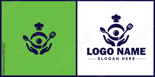 Cooking school icon Culinary academy Cooking institute Culinary school flat logo sign symbol editable vector