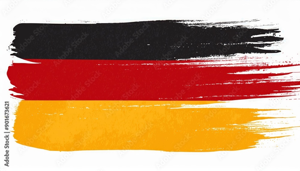 Obraz premium german banner ink brush; black red gold on white background, germany