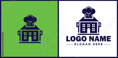 Cooking school icon Culinary academy Cooking institute Culinary school flat logo sign symbol editable vector