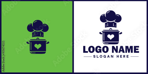 Cooking school icon Culinary academy Cooking institute Culinary school flat logo sign symbol editable vector