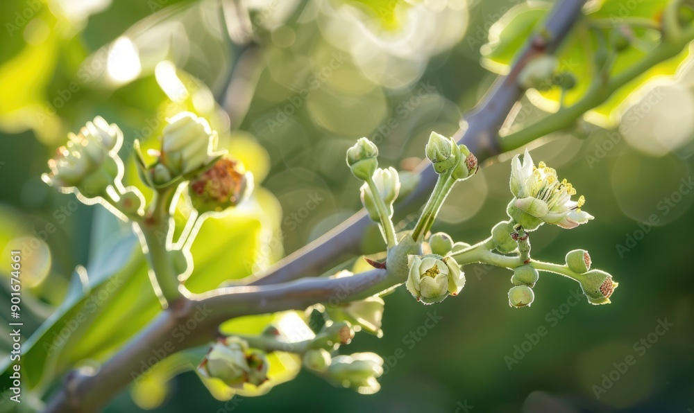 Fototapeta premium Close-up of flowering fig branches