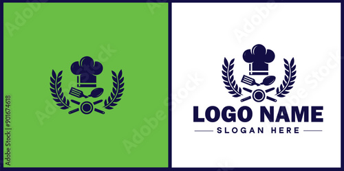 Cooking school icon Culinary academy Cooking institute Culinary school flat logo sign symbol editable vector