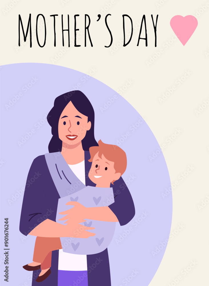 Mother's Day vector illustration of woman and child Mother's Day vector illustration of woman and child