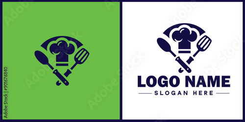 Cooking school icon Culinary academy Cooking institute Culinary school flat logo sign symbol editable vector