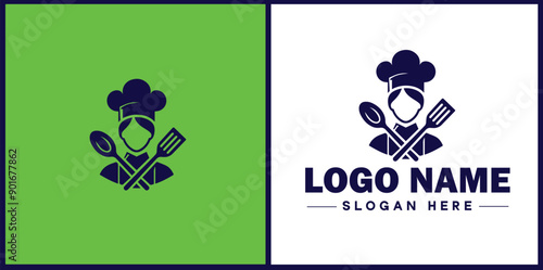 Cooking school icon Culinary academy Cooking institute Culinary school flat logo sign symbol editable vector