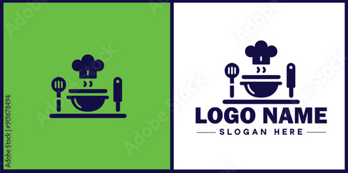 Cooking school icon Culinary academy Cooking institute Culinary school flat logo sign symbol editable vector