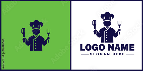 Cooking school icon Culinary academy Cooking institute Culinary school flat logo sign symbol editable vector