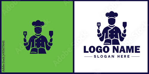 Cooking school icon Culinary academy Cooking institute Culinary school flat logo sign symbol editable vector