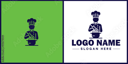 Cooking school icon Culinary academy Cooking institute Culinary school flat logo sign symbol editable vector