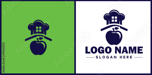 Cooking school icon Culinary academy Cooking institute Culinary school flat logo sign symbol editable vector