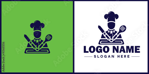 Cooking school icon Culinary academy Cooking institute Culinary school flat logo sign symbol editable vector