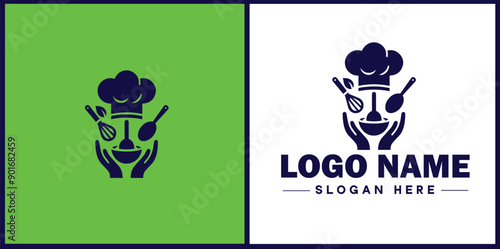 Cooking school icon Culinary academy Cooking institute Culinary school flat logo sign symbol editable vector
