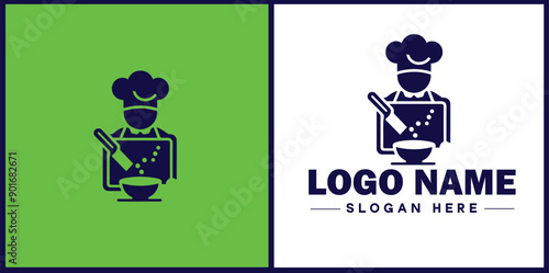 Cooking school icon Culinary academy Cooking institute Culinary school flat logo sign symbol editable vector