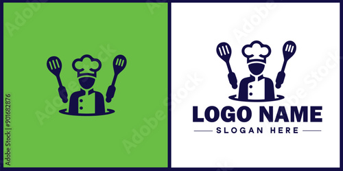 Cooking school icon Culinary academy Cooking institute Culinary school flat logo sign symbol editable vector