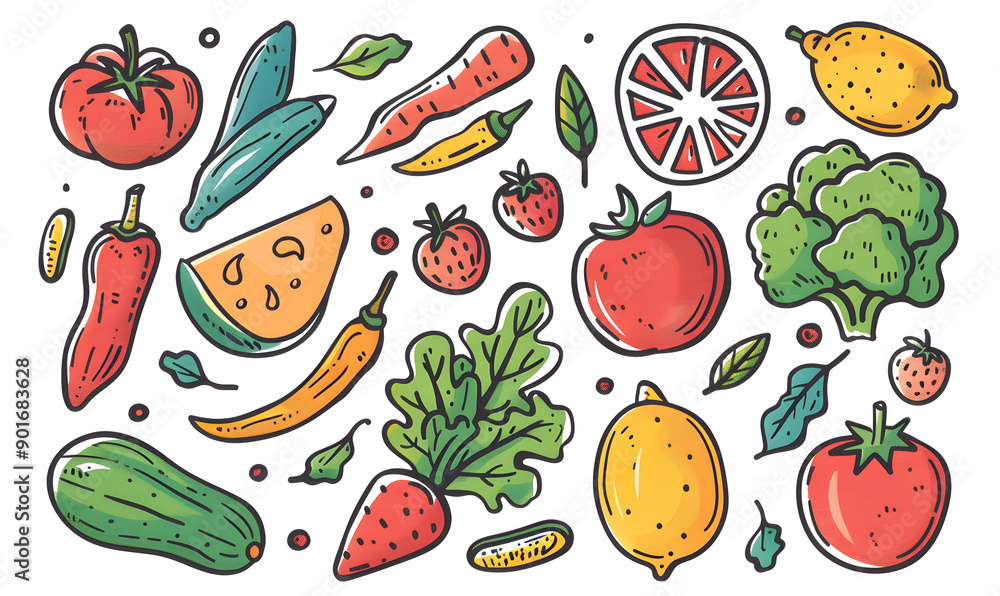 vegetable and fruits photo or illustrator on white background vegetable and fruits photo or illustrator on white background