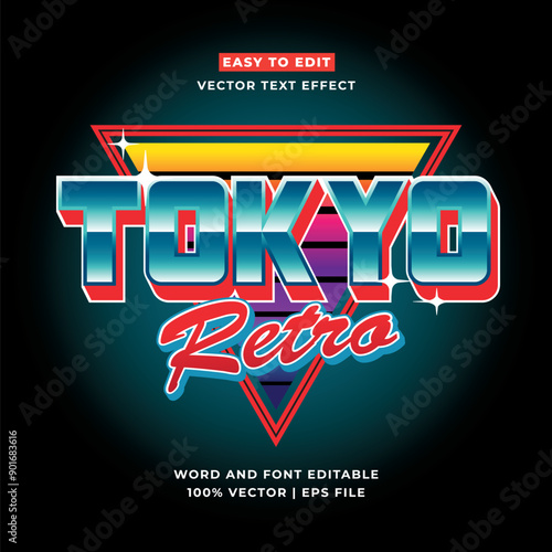 Photography Retro Tokyo Japan 3D vector cartoon style editable text effect