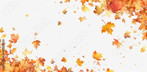 Fall Foliage. Vibrant autumn leaves on transparent background. High detailed wall art 020.